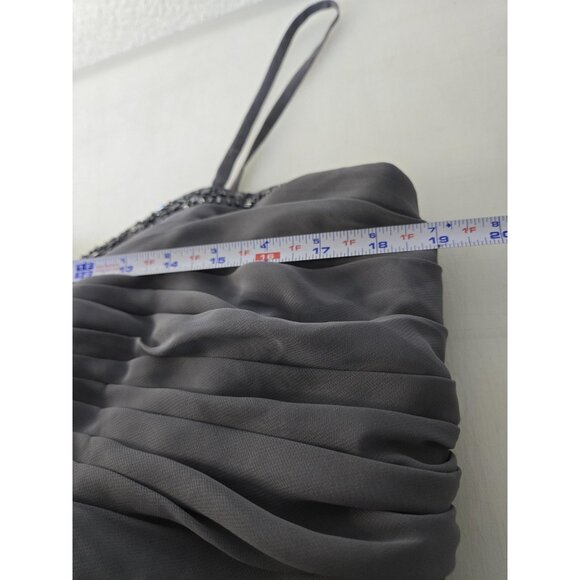 David's Bridal Dress Womens 18 Gray Beaded Empire Waist Chiffon Prom Gown Formal - Picture 8 of 9